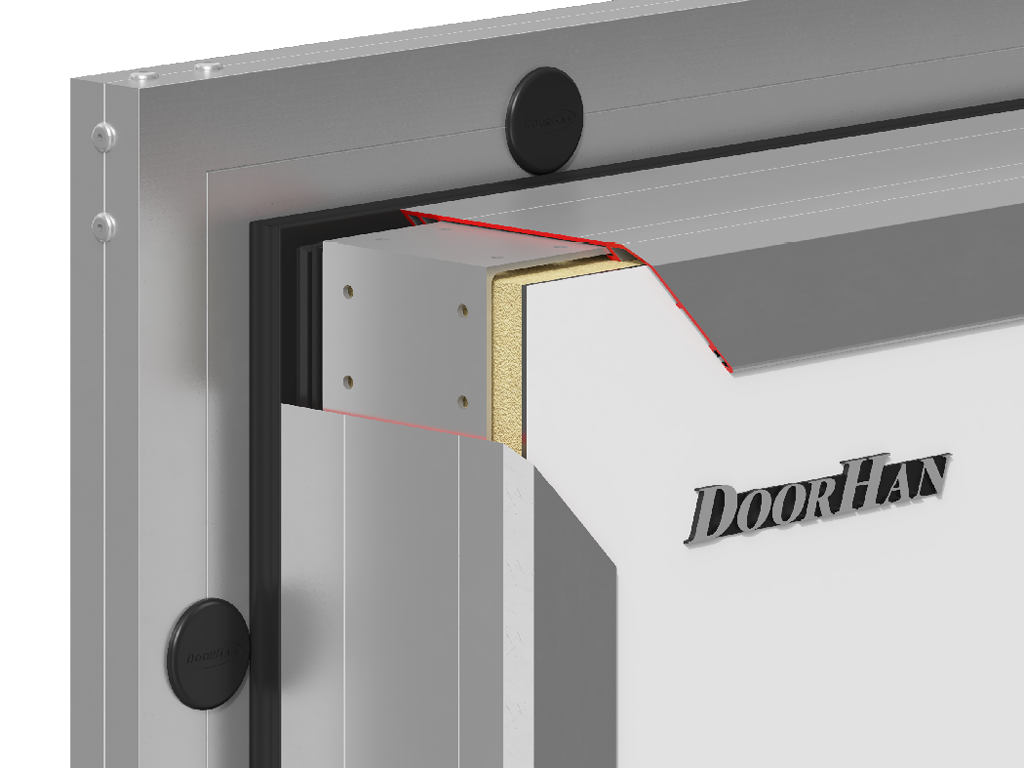 Sandvich-paneldan yasalgan qopqoq polotnosi, aluminiy profil bilan o‘ringan.